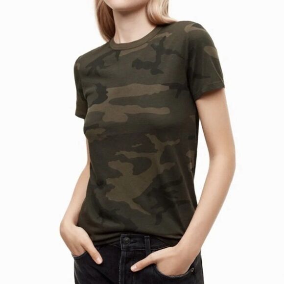 Aritzia TNA Green Camo Camouflage Short Sleeve T-Shirt - Picture 9 of 9
